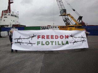 Freedom Flotilla banner for press